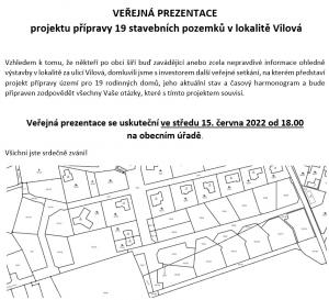 Veřejná prezentace - pozemky v lokalitě Vilová - 15.6.2022 1